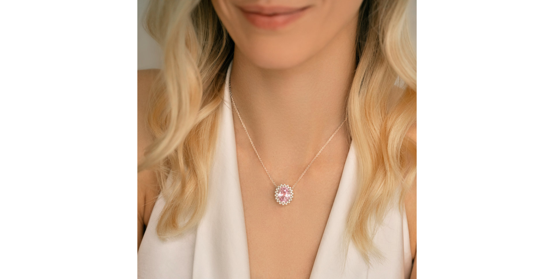 Necklace with Kunzite and diamonds Sinful Goddess
