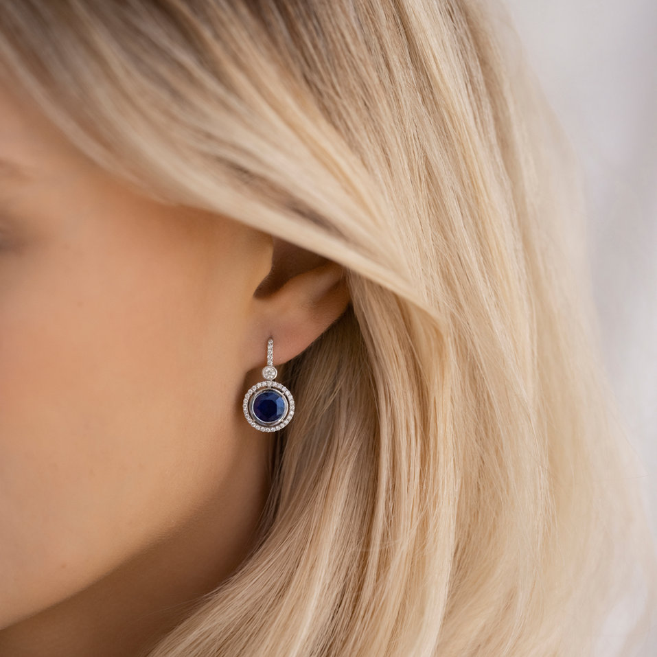 Diamond earrings with Sapphire Sky Odyssey