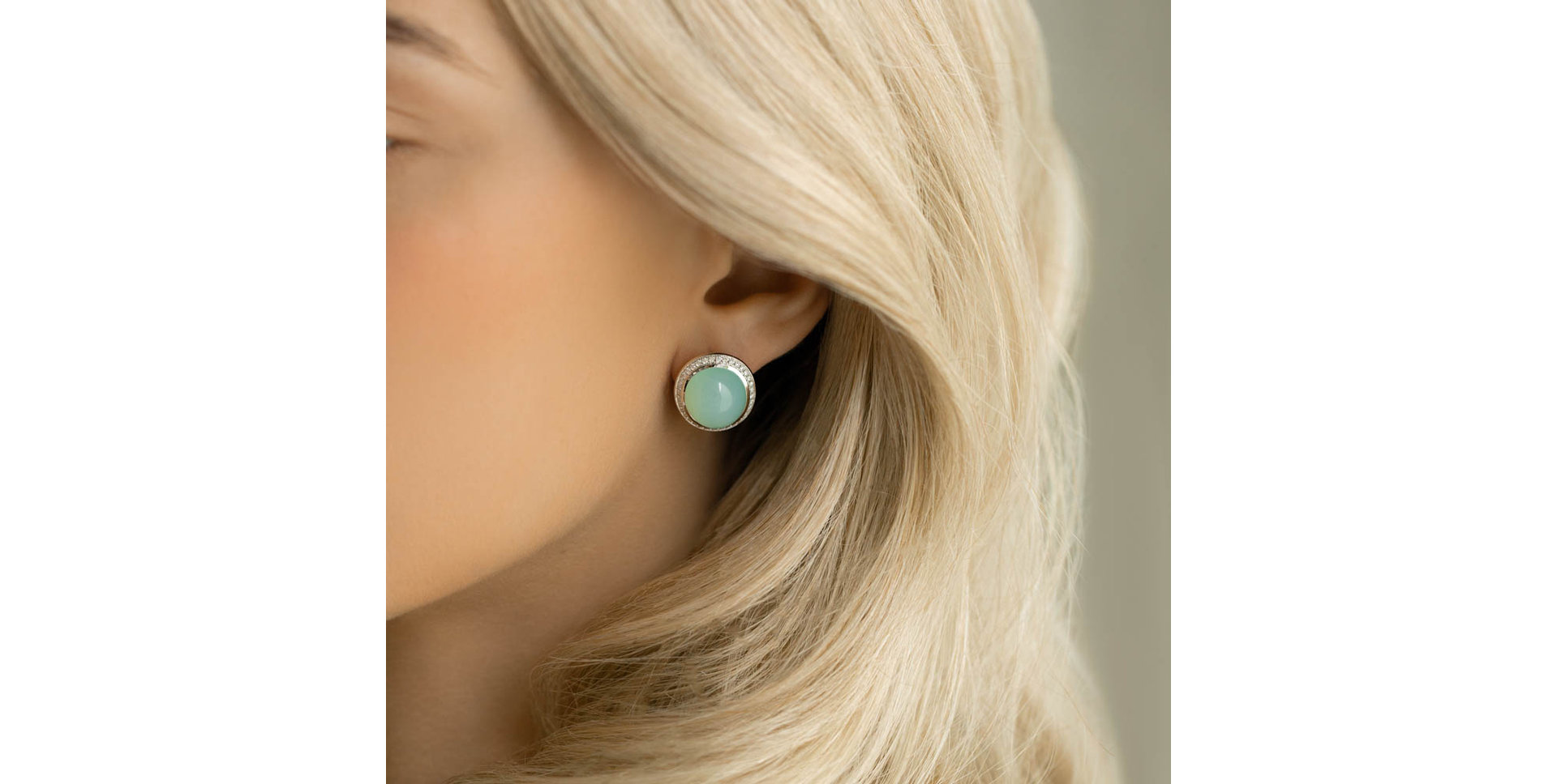 Diamond earrings with Chalcedony Shiny Blossom