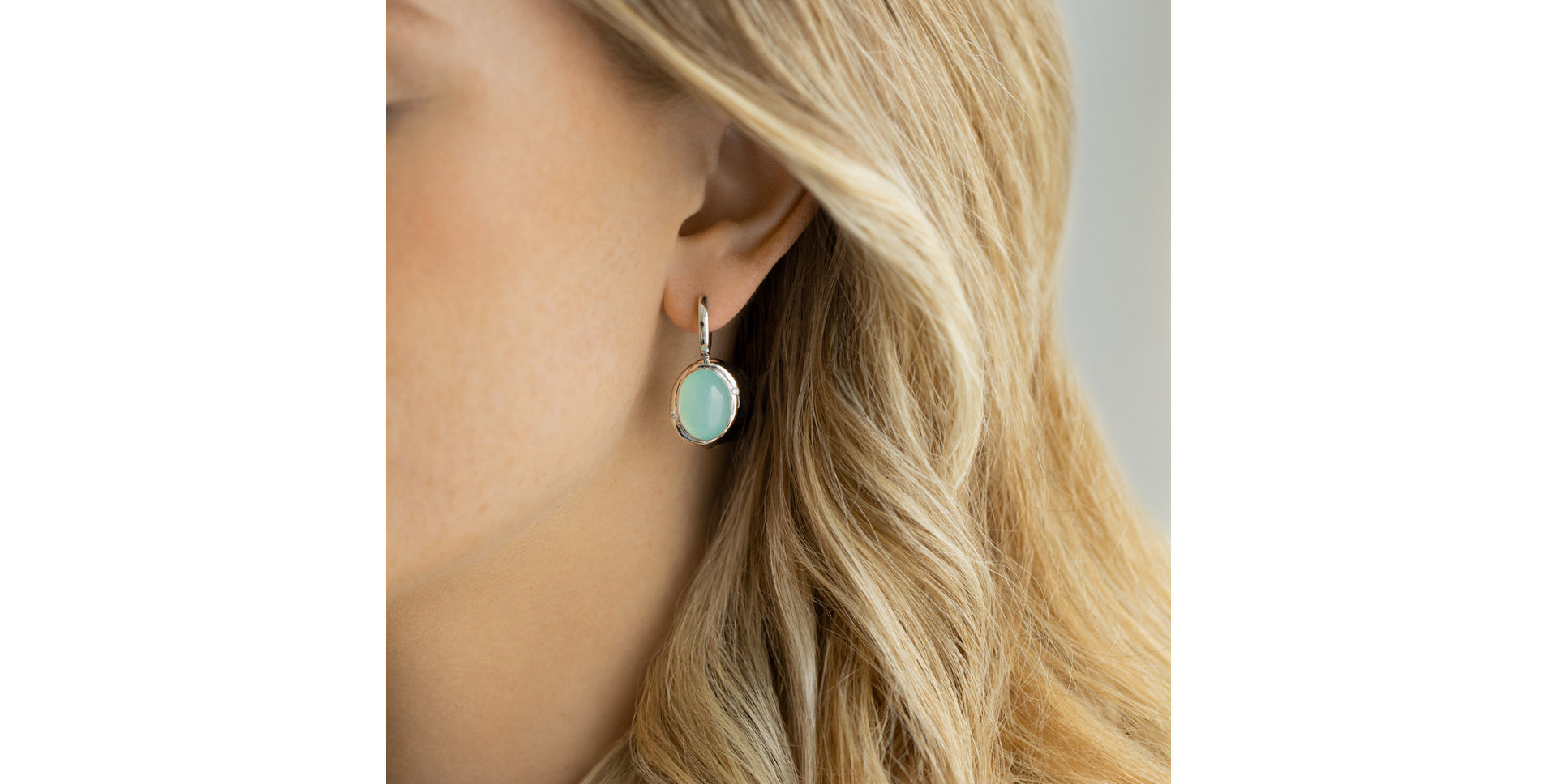 Diamond earrings with Chalcedony Gem Spirit