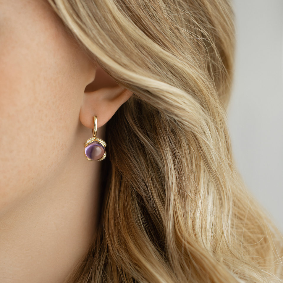 Diamond earrings with Chalcedony Rainbow Wish