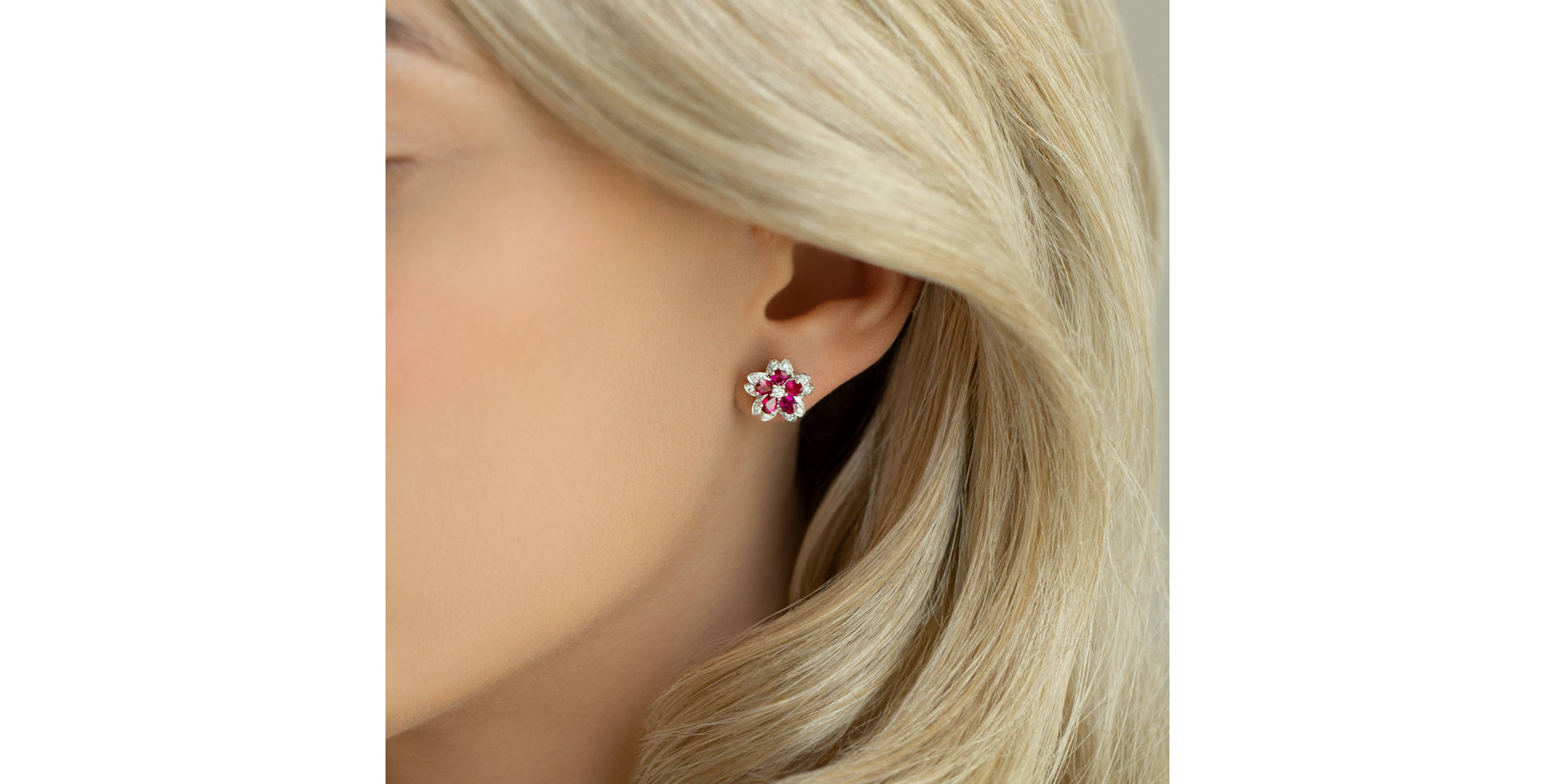 Diamond earrings and Ruby Lovely Pleasure