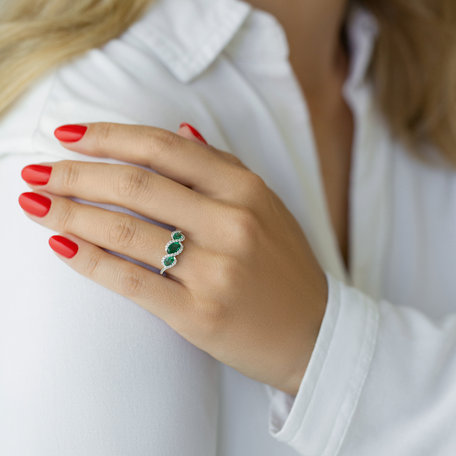Diamond ring with Emerald Cassidy
