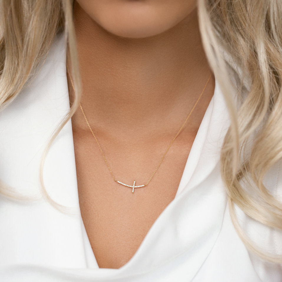 Diamond necklace Glossy Cross