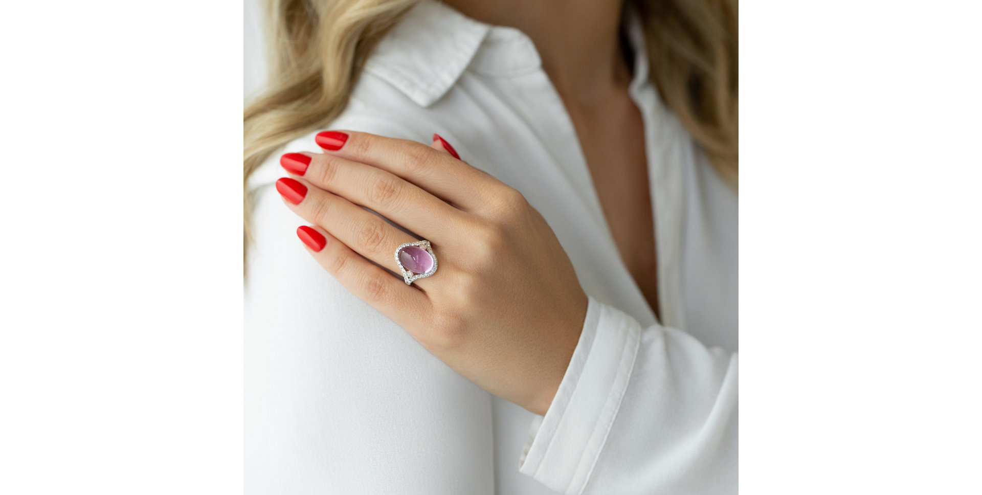 Diamond rings with Amethyst Sparkling Desire