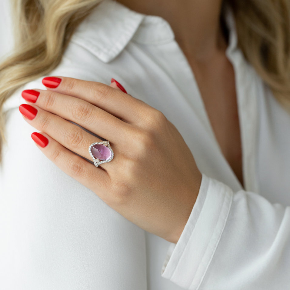 Diamond rings with Amethyst Sparkling Desire