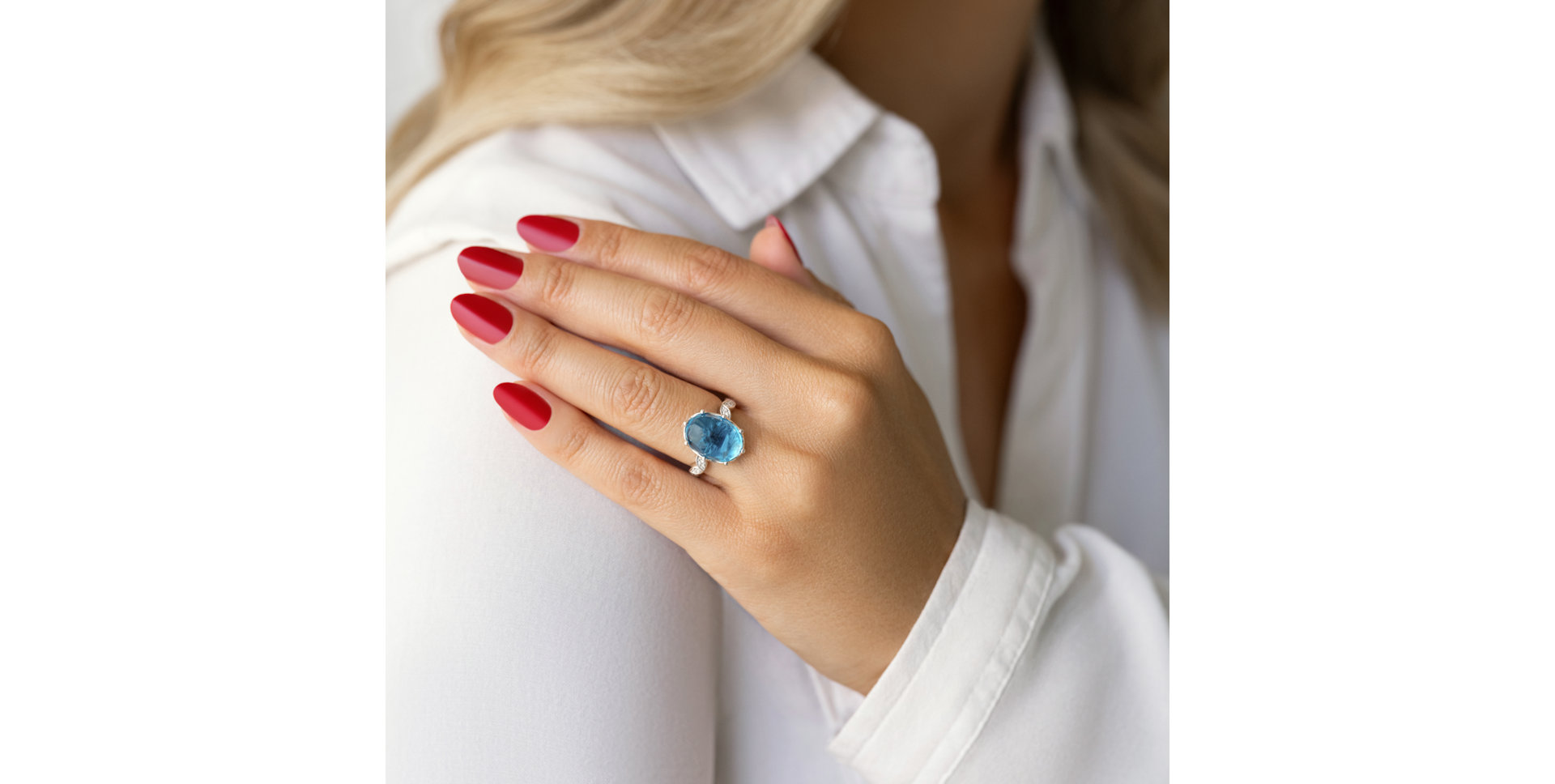 Diamond ring with Topaz Ocean Ceremony