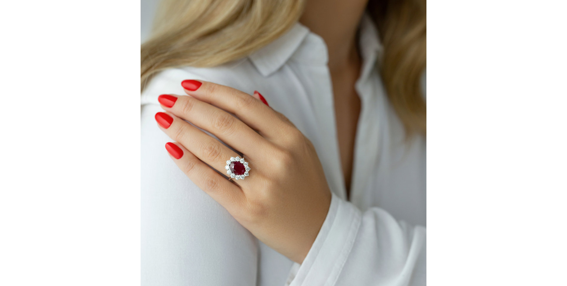 Diamond ring with Ruby Sky Goddess