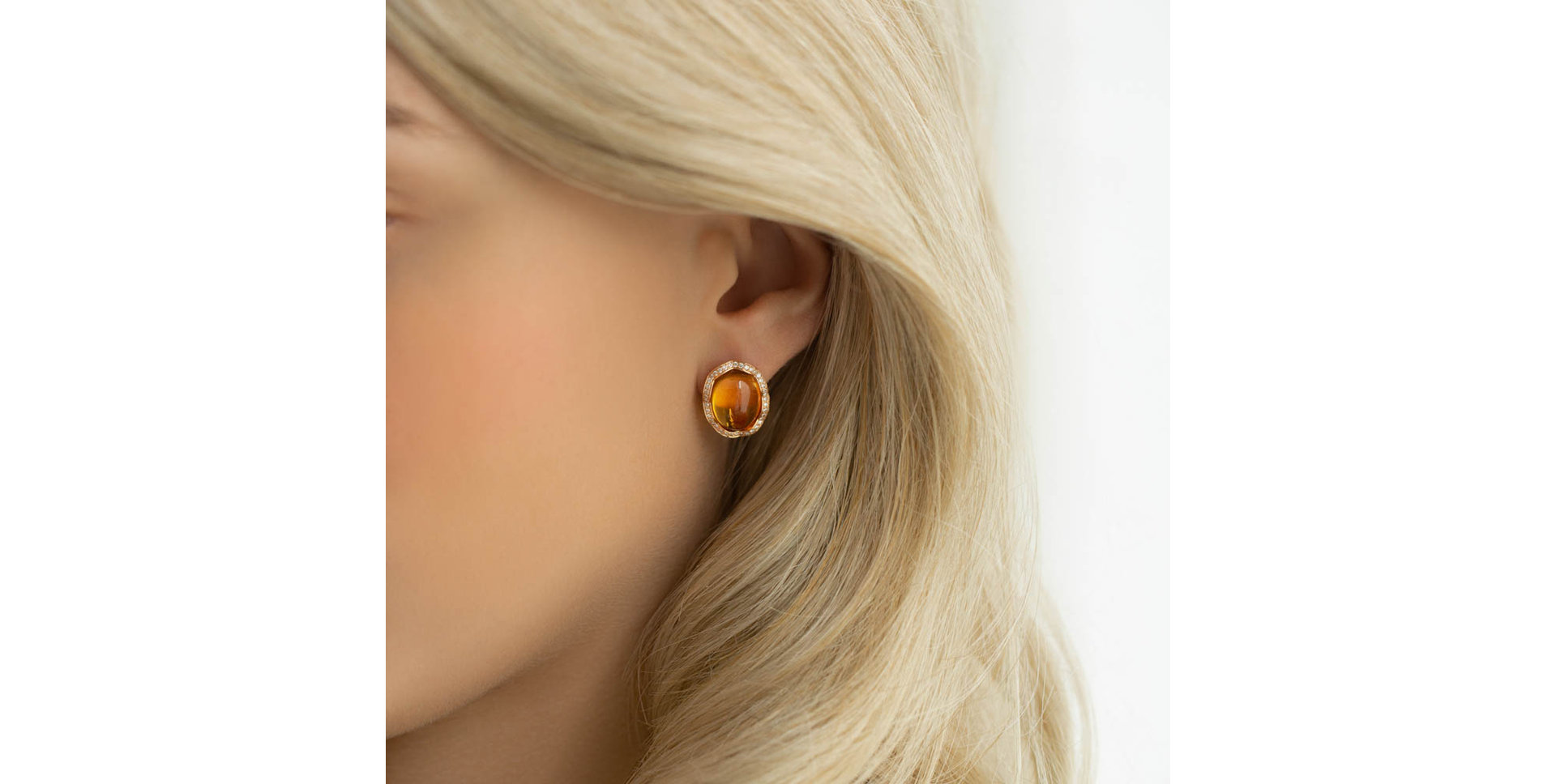 Diamond earrings with Citrine Unwavering Heart