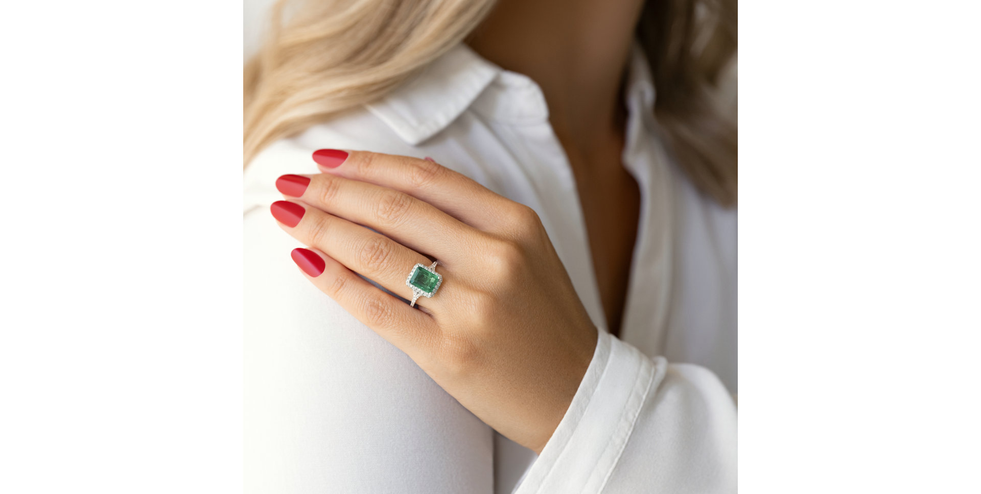 Diamond ring with Emerald Fantasy Gem
