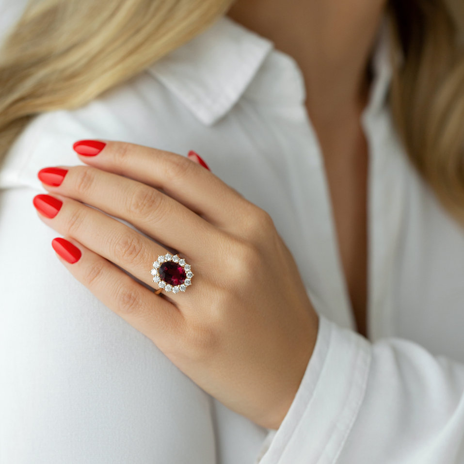 Diamond ring with Tourmalíne Sky Goddess