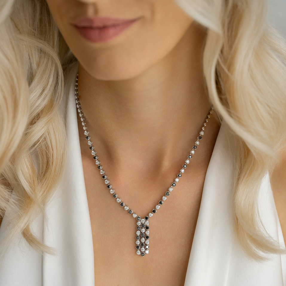 Necklace with black and white diamonds Midnight Kingdom