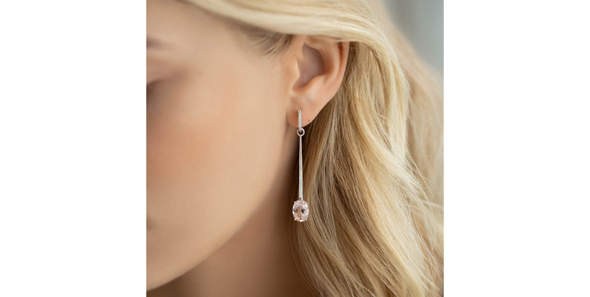 Diamond earrings with Morganite Princely Marvel