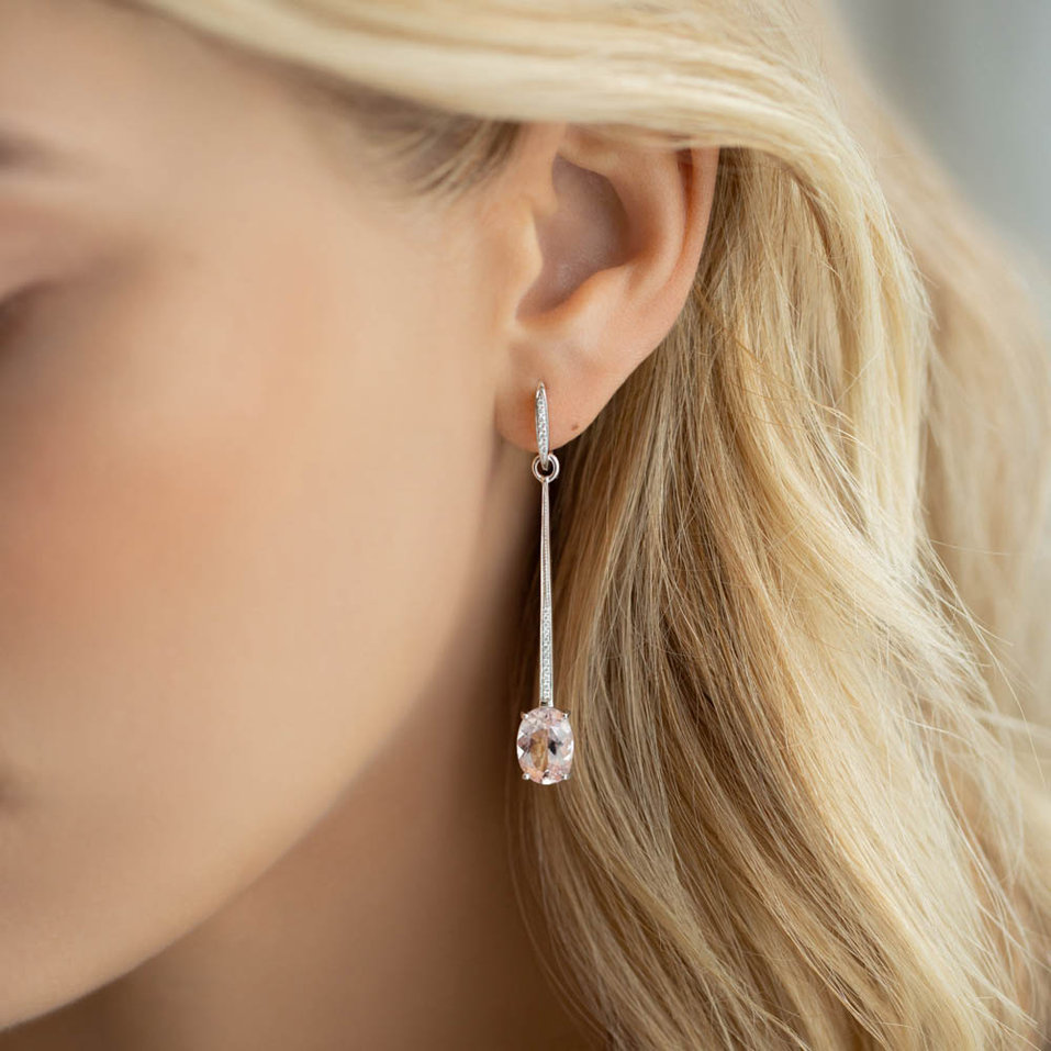 Diamond earrings with Morganite Aldwyn