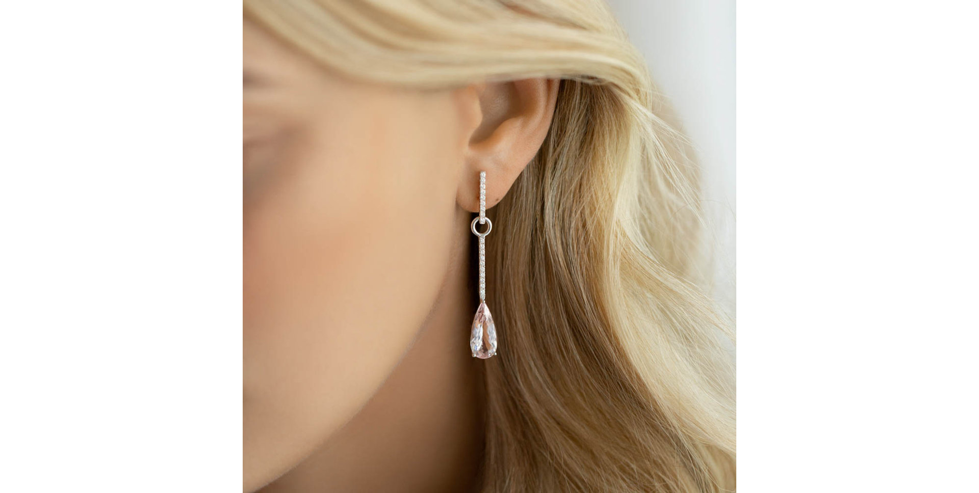 Diamond earrings with Morganite Charming Galaxy