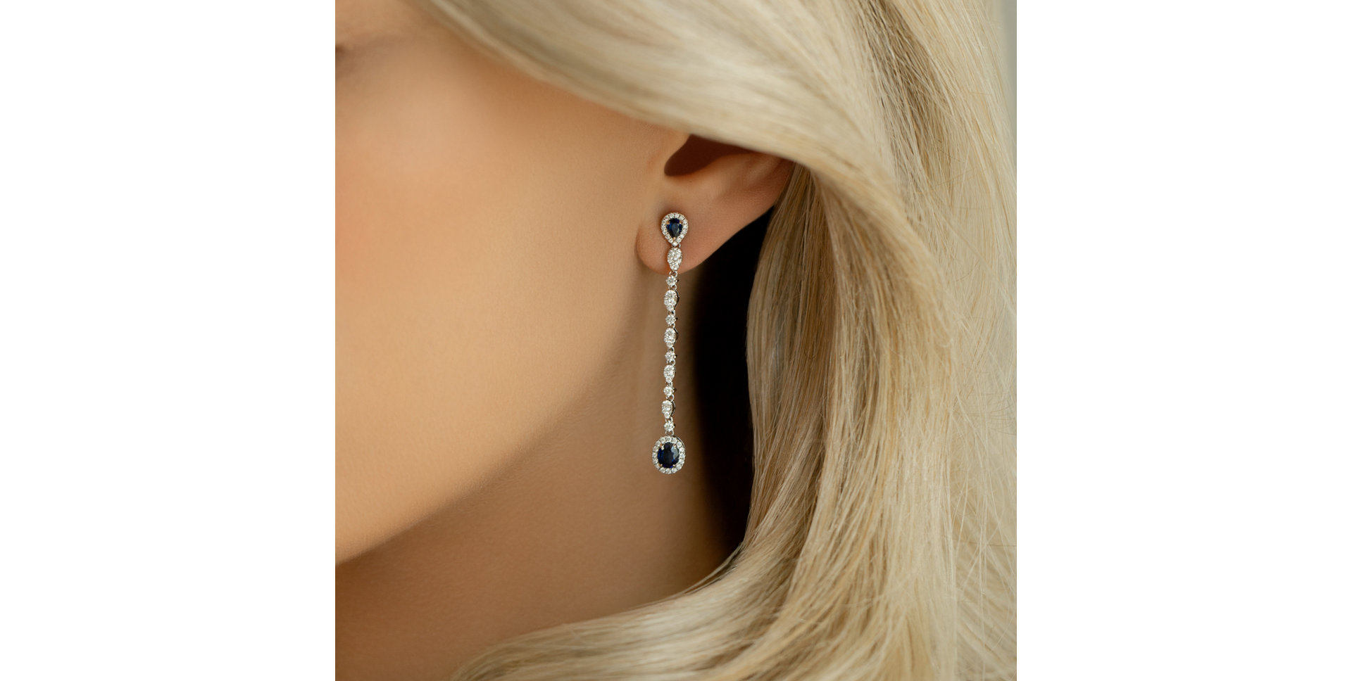 Diamond earrings and Sapphire Callie