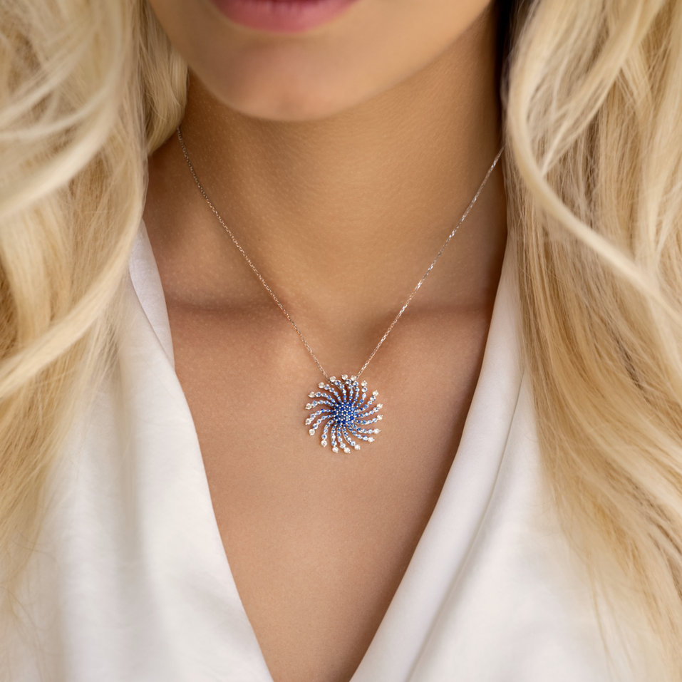 Diamond pendant with Sapphire Hypnosis of Happiness