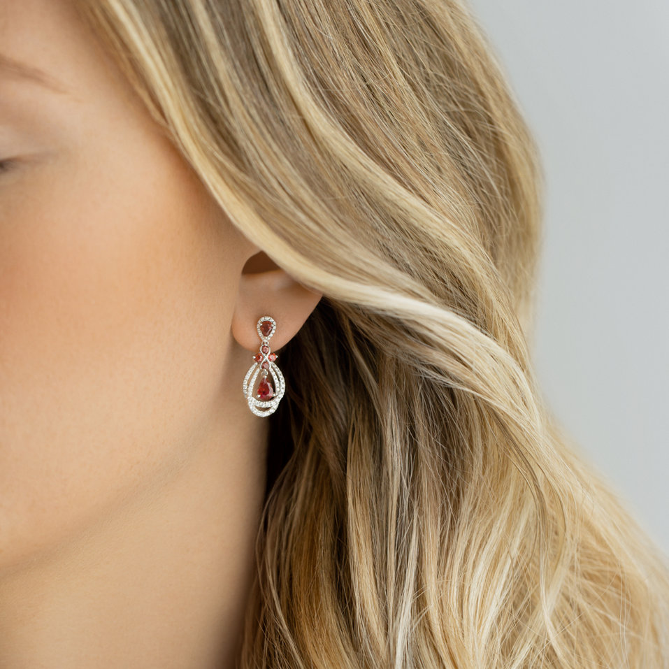 Diamond earrings and Ruby Ruby Chandelier