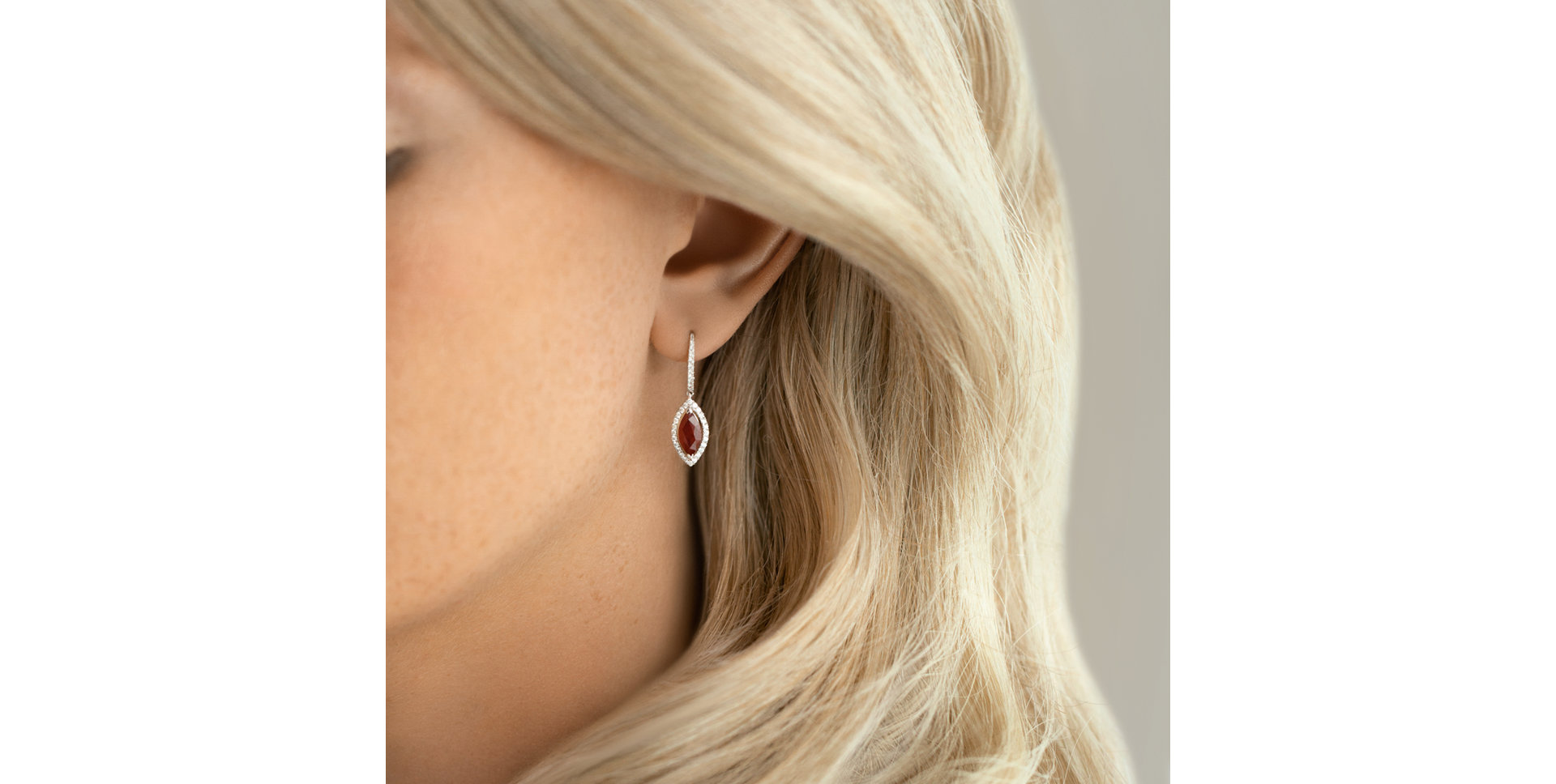 Diamond earrings with Ruby Red Leafs