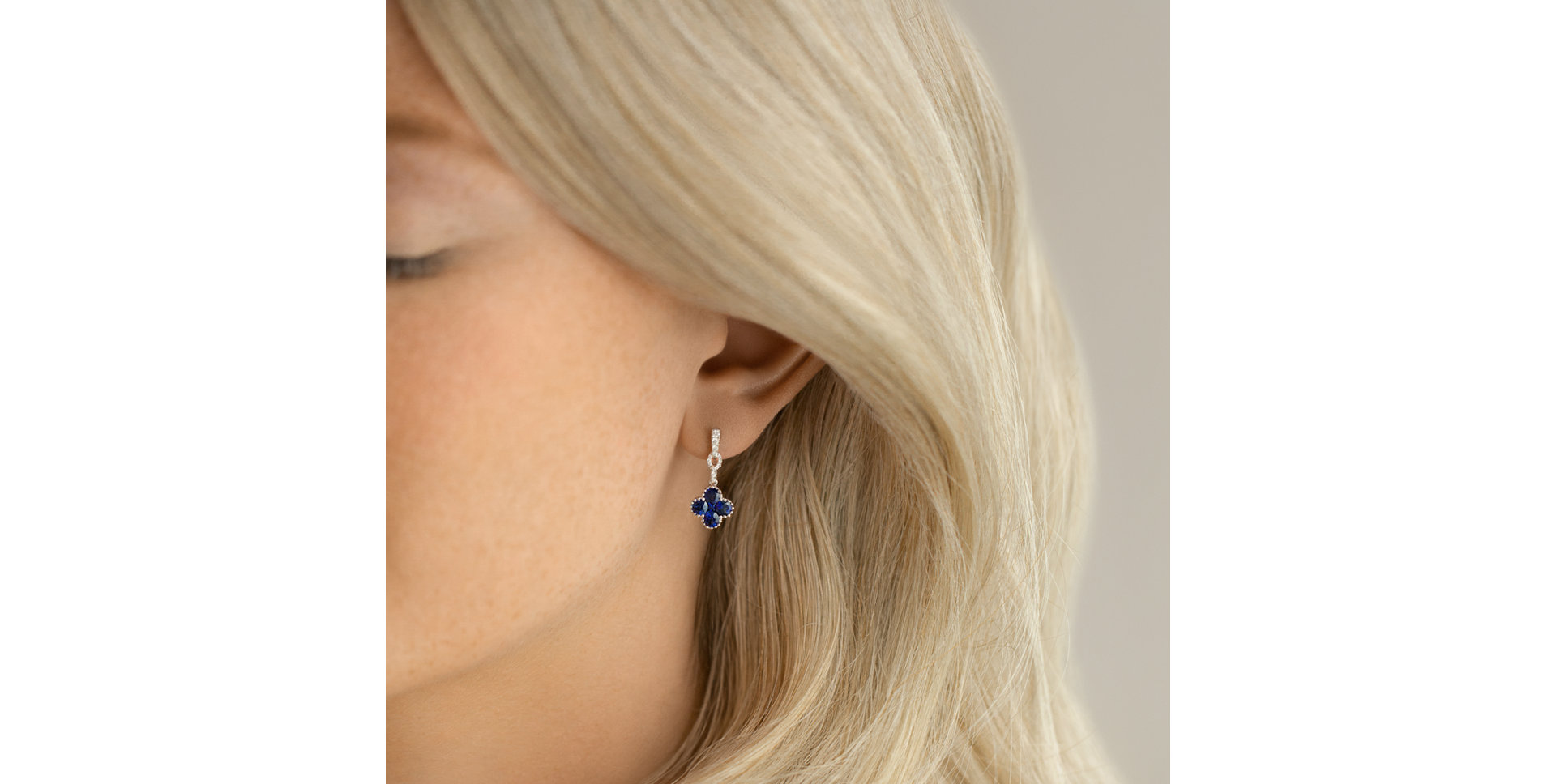 Diamond earrings and Sapphire Fire Clover