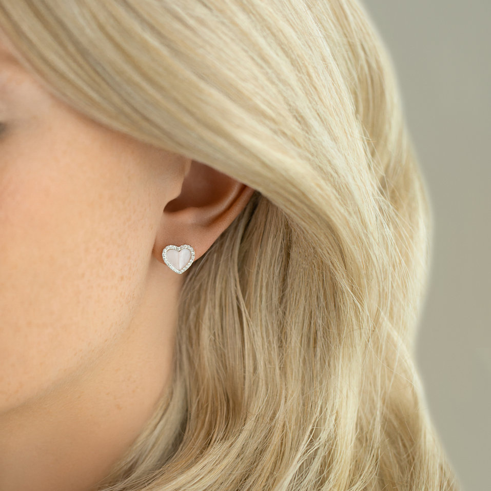 Diamond earrings with Mother af Pearl Midnight in Paris