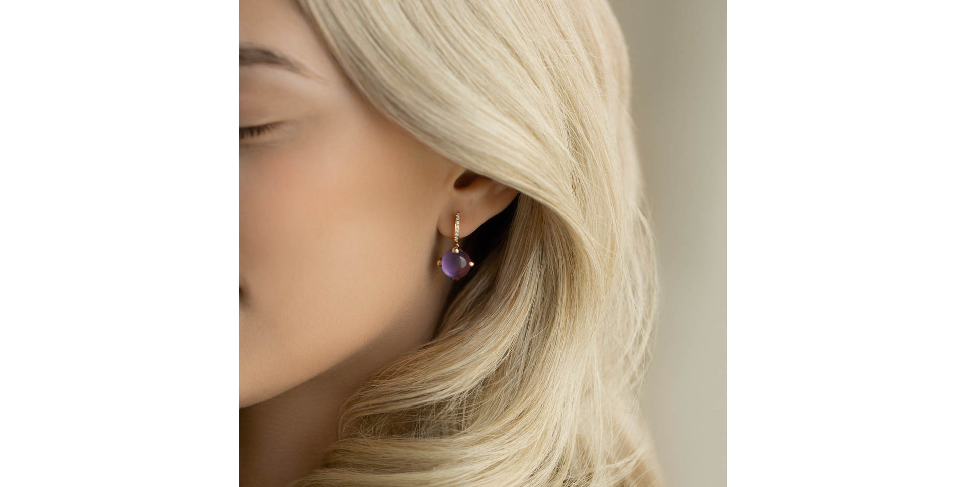 Diamond earrings with Moonstone Rainbow Space