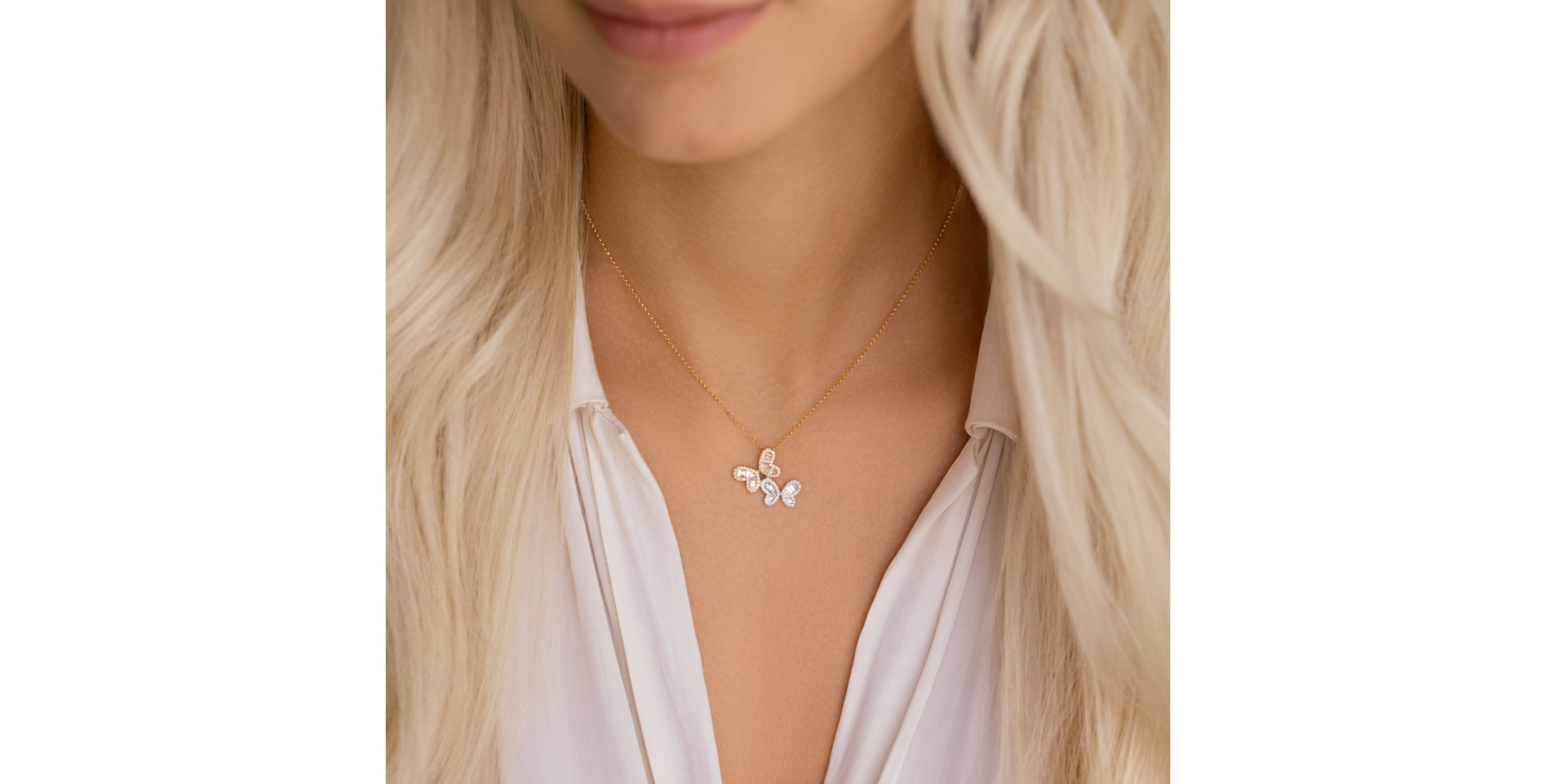 Diamond necklace Twin Wings