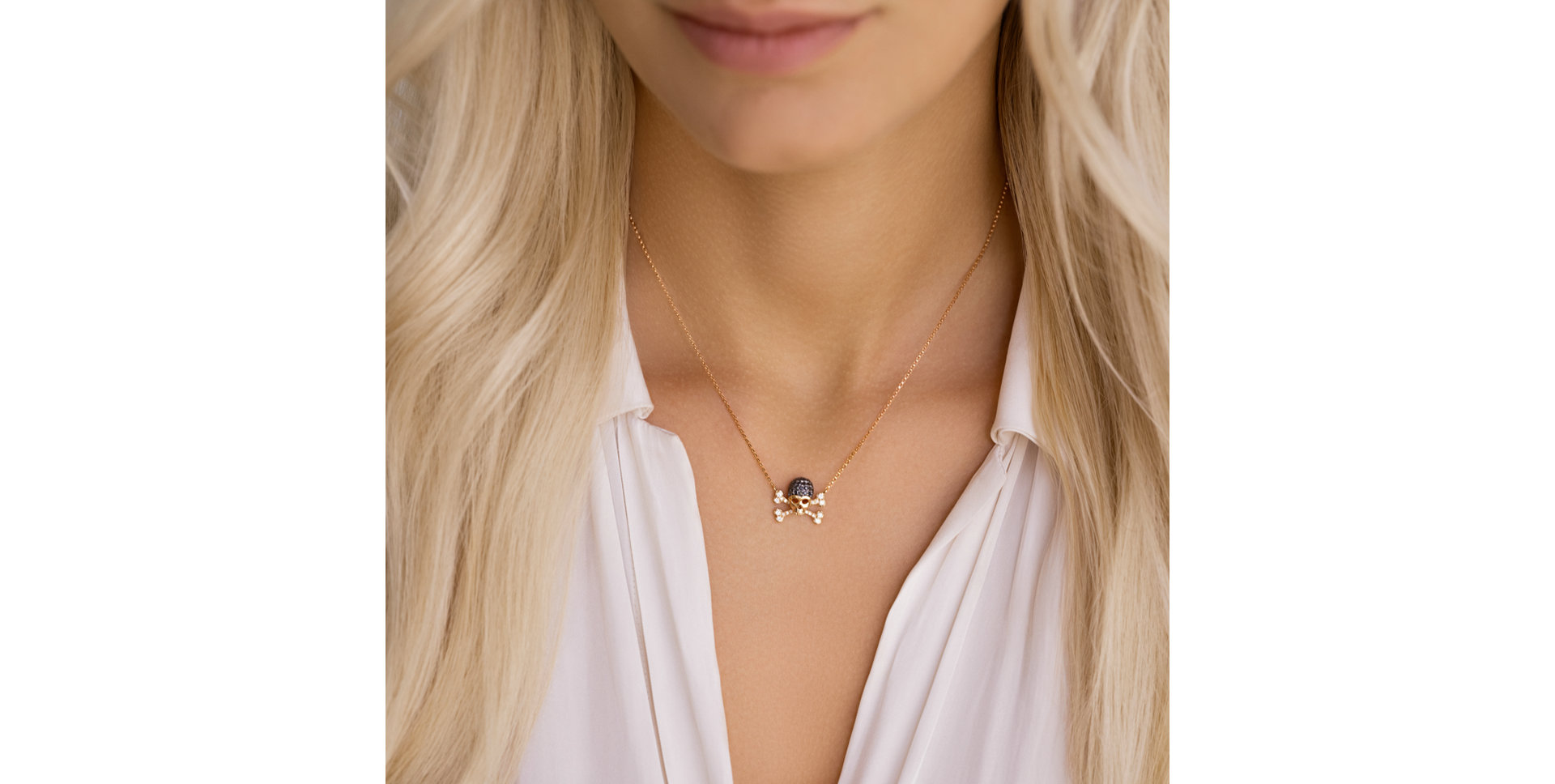 Necklace with black diamonds Luxy Skull