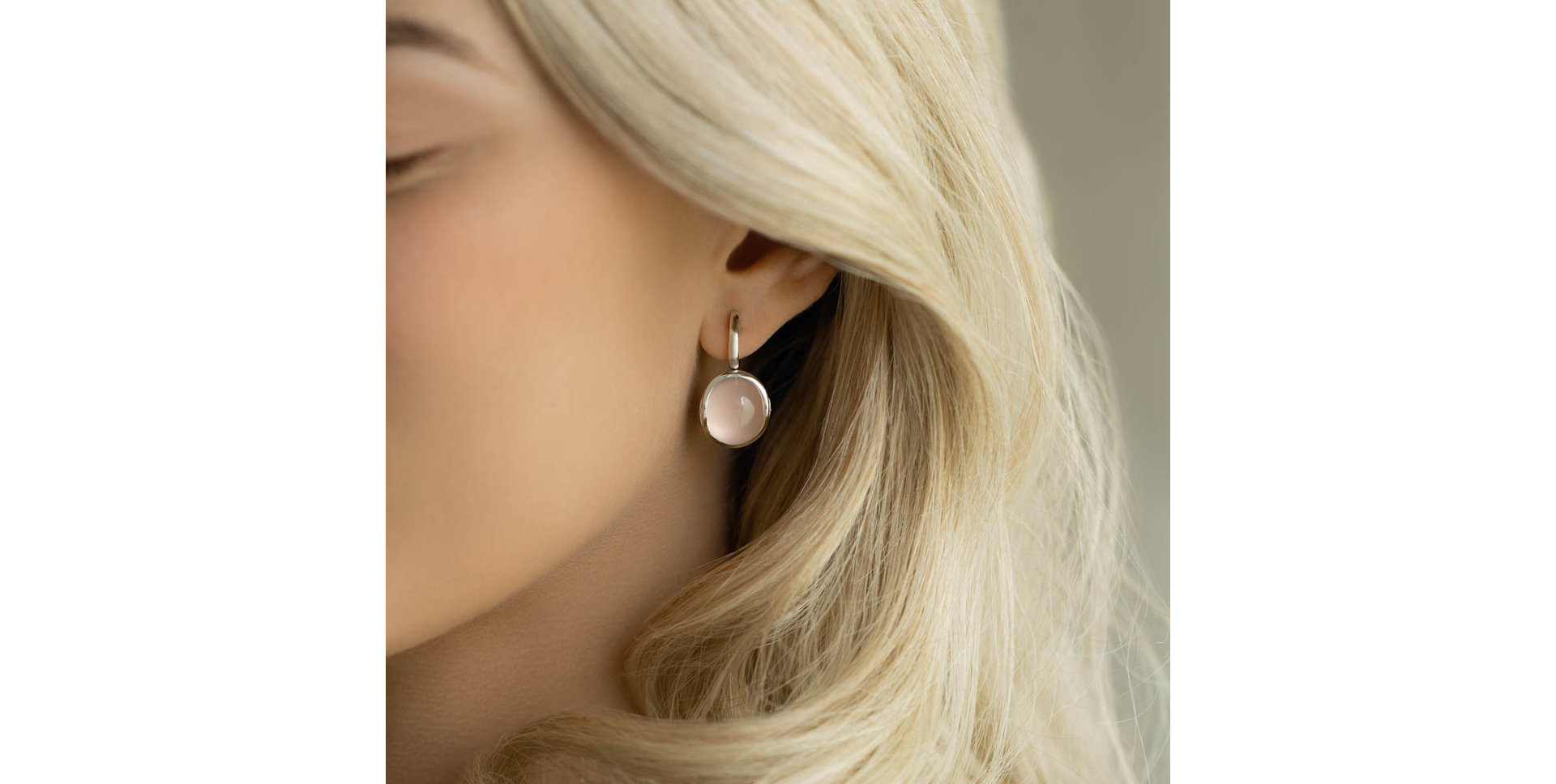 Diamond earrings with Rose Quartz Fairytale Drop