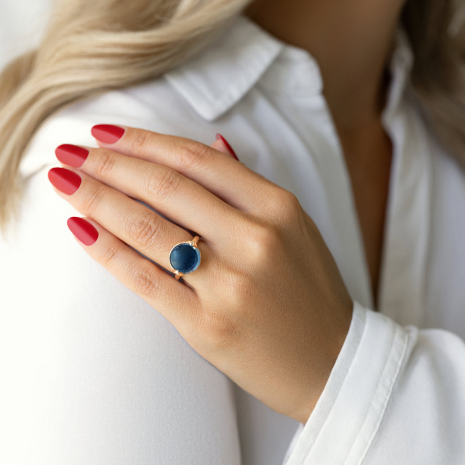 Diamond ring with Chalcedony Fairy Blossom
