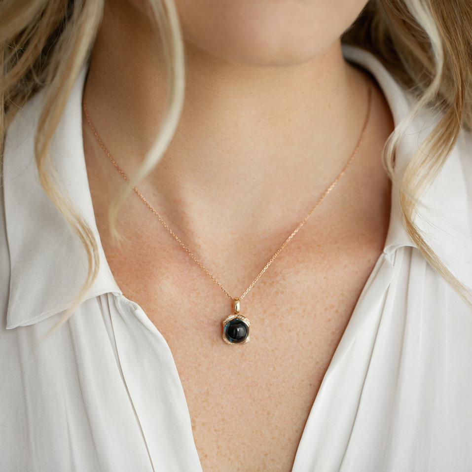 Diamond pendant with Topaz Royal Drop