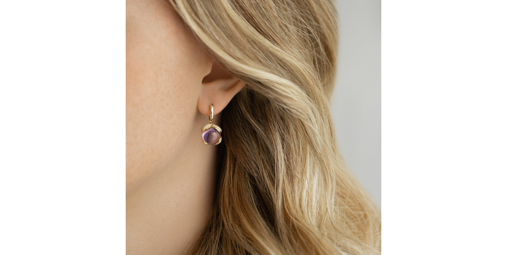 Diamond earrings with Quartz Rainbow Wish