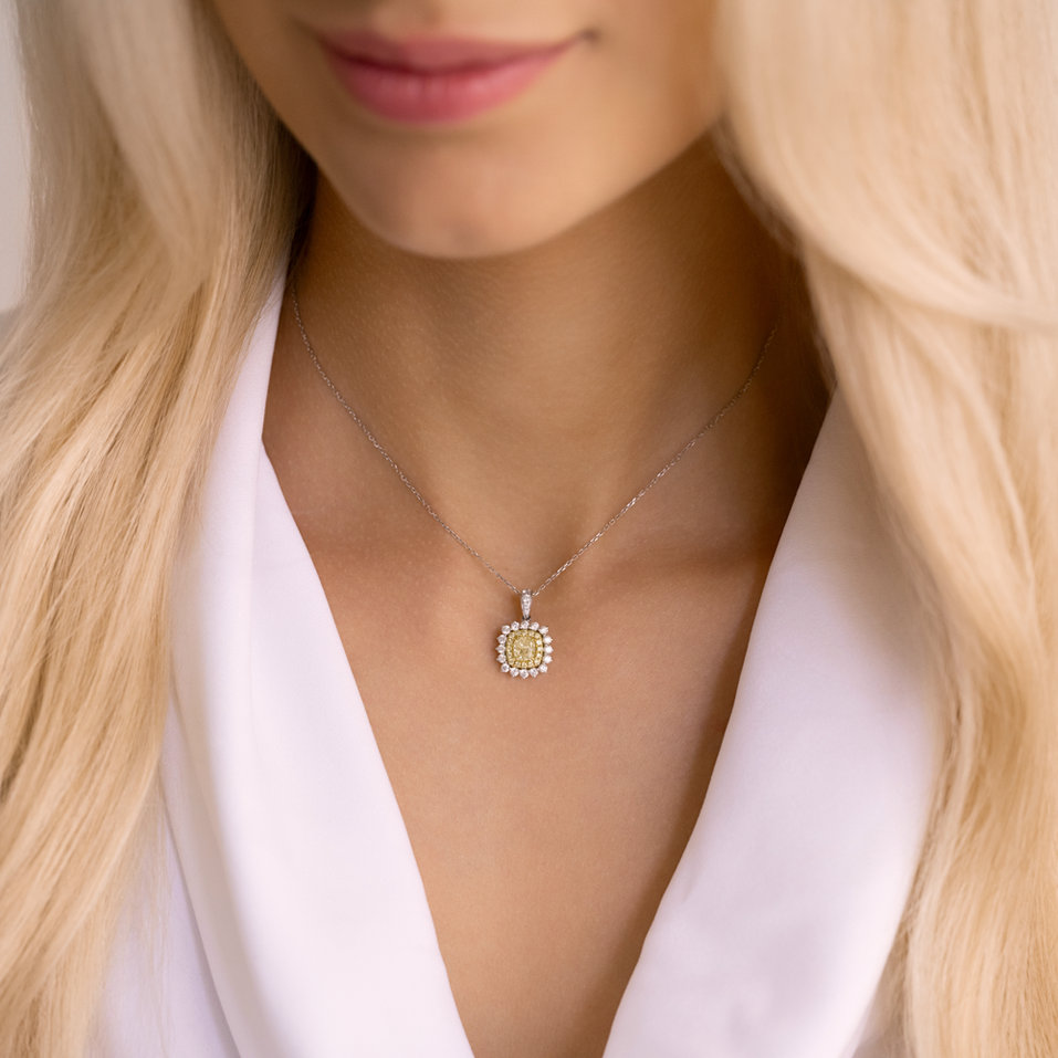 Pendant with yellow and white diamonds Bright Feeling