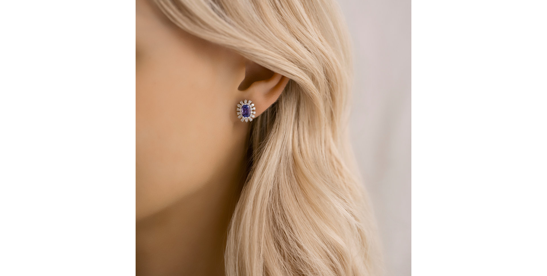 Diamond earrings with Tanzanite Twilight Blossoms