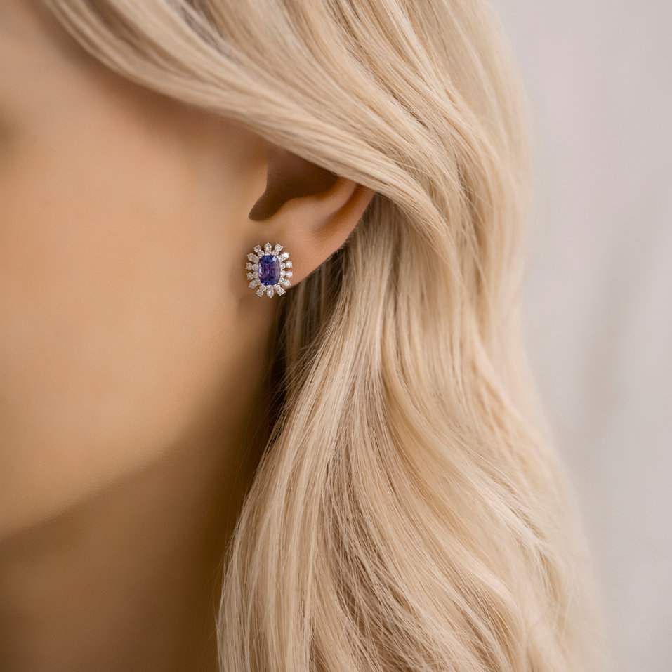 Diamond earrings with Tanzanite Twilight Blossoms