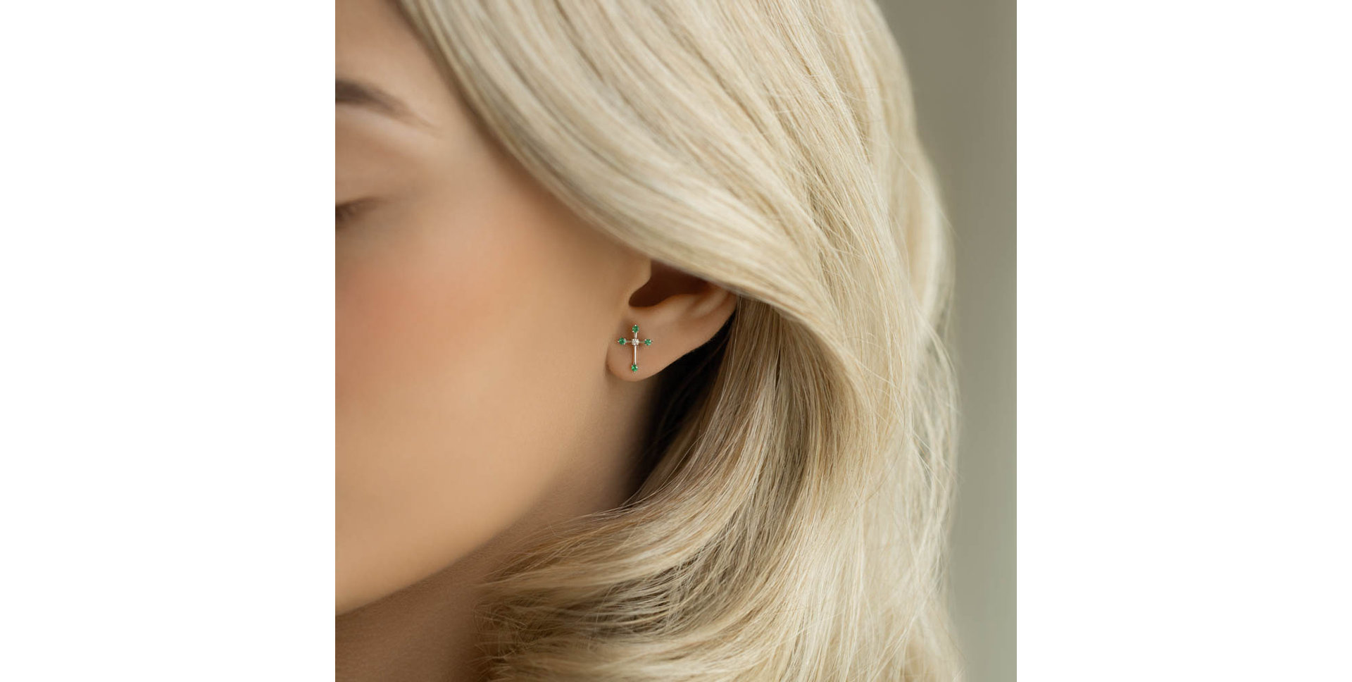 Diamond earrings and Emerald Passion Cross