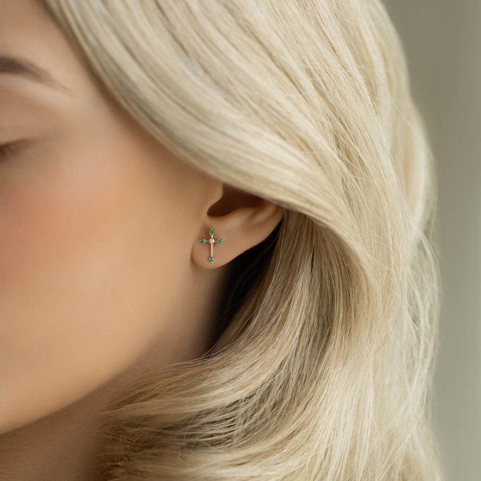 Diamond earrings and Emerald Passion Cross