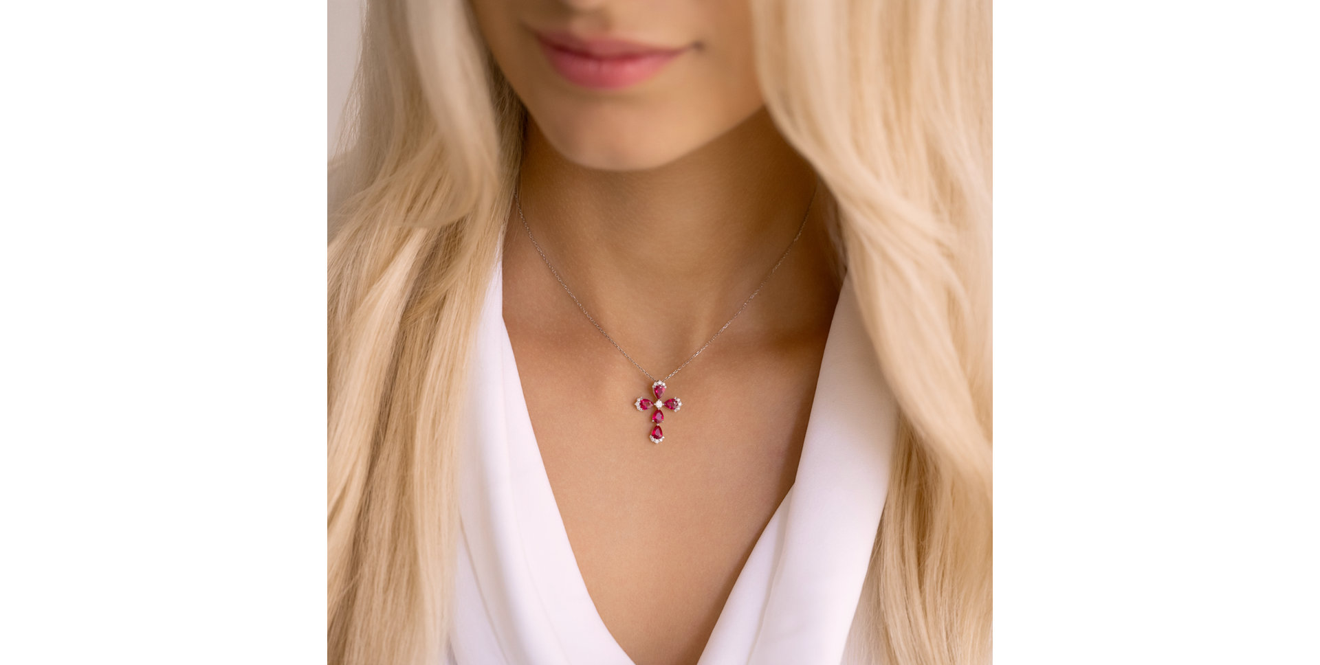 Diamond pendant with Ruby Temptation Cross
