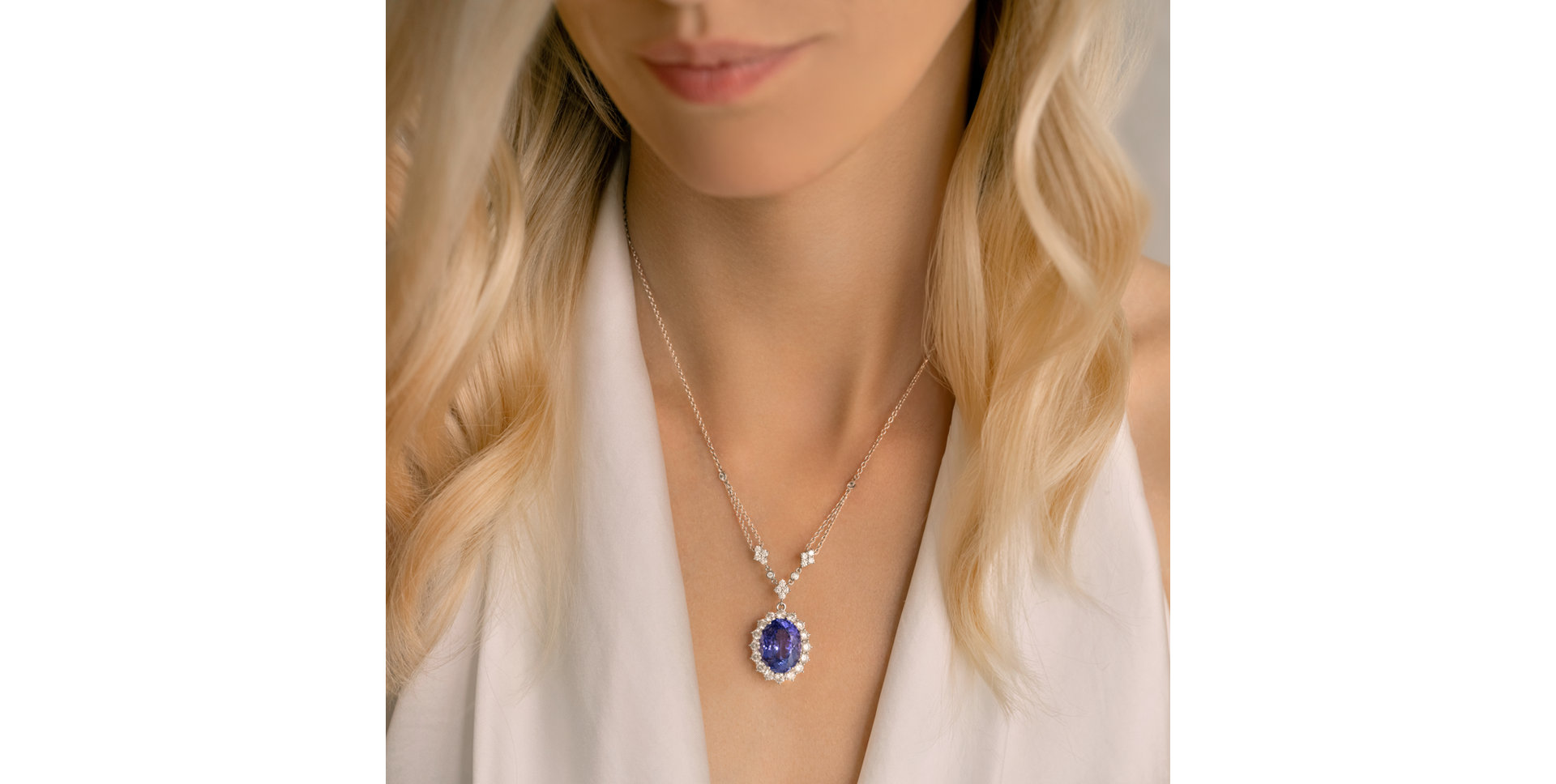 Diamond necklace with Tanzanite Divine Goddess