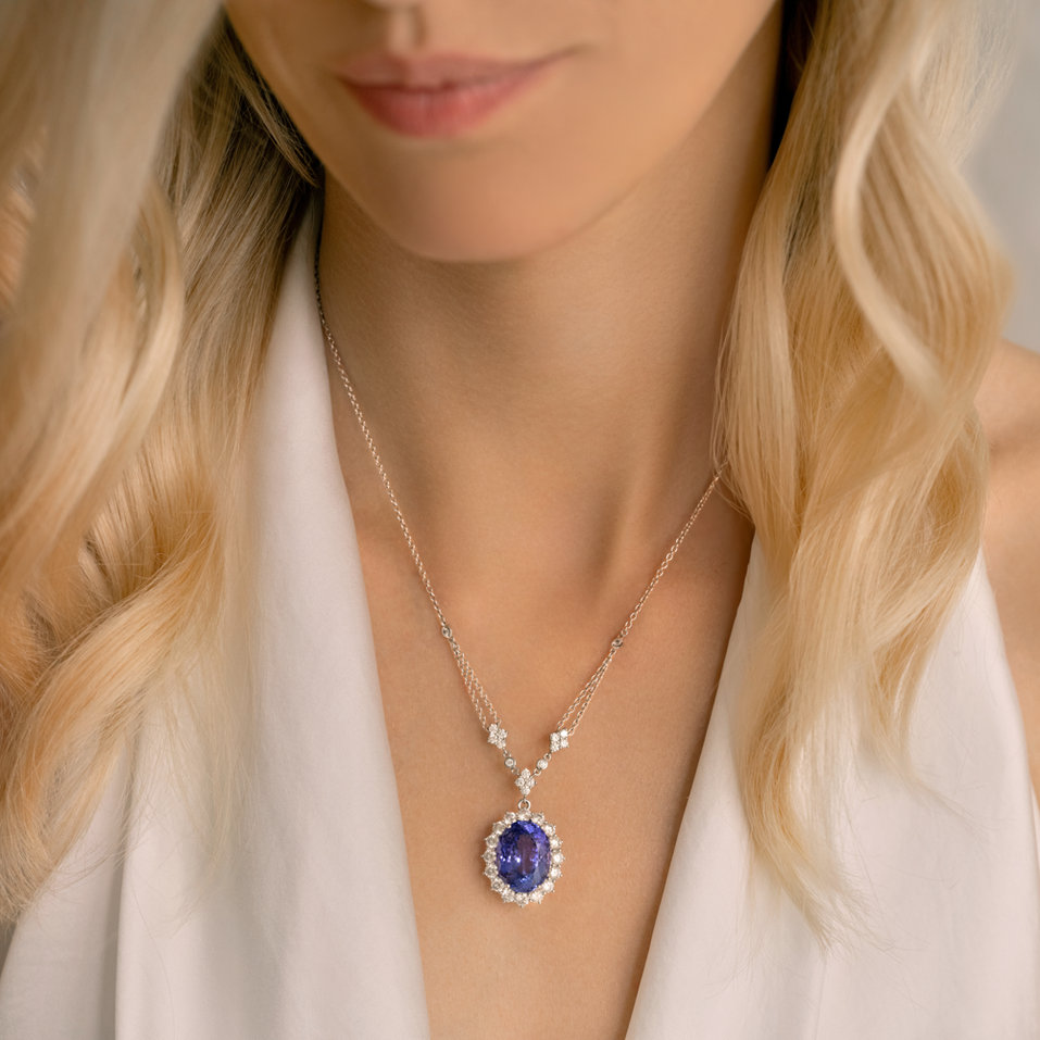 Diamond necklace with Tanzanite Divine Goddess