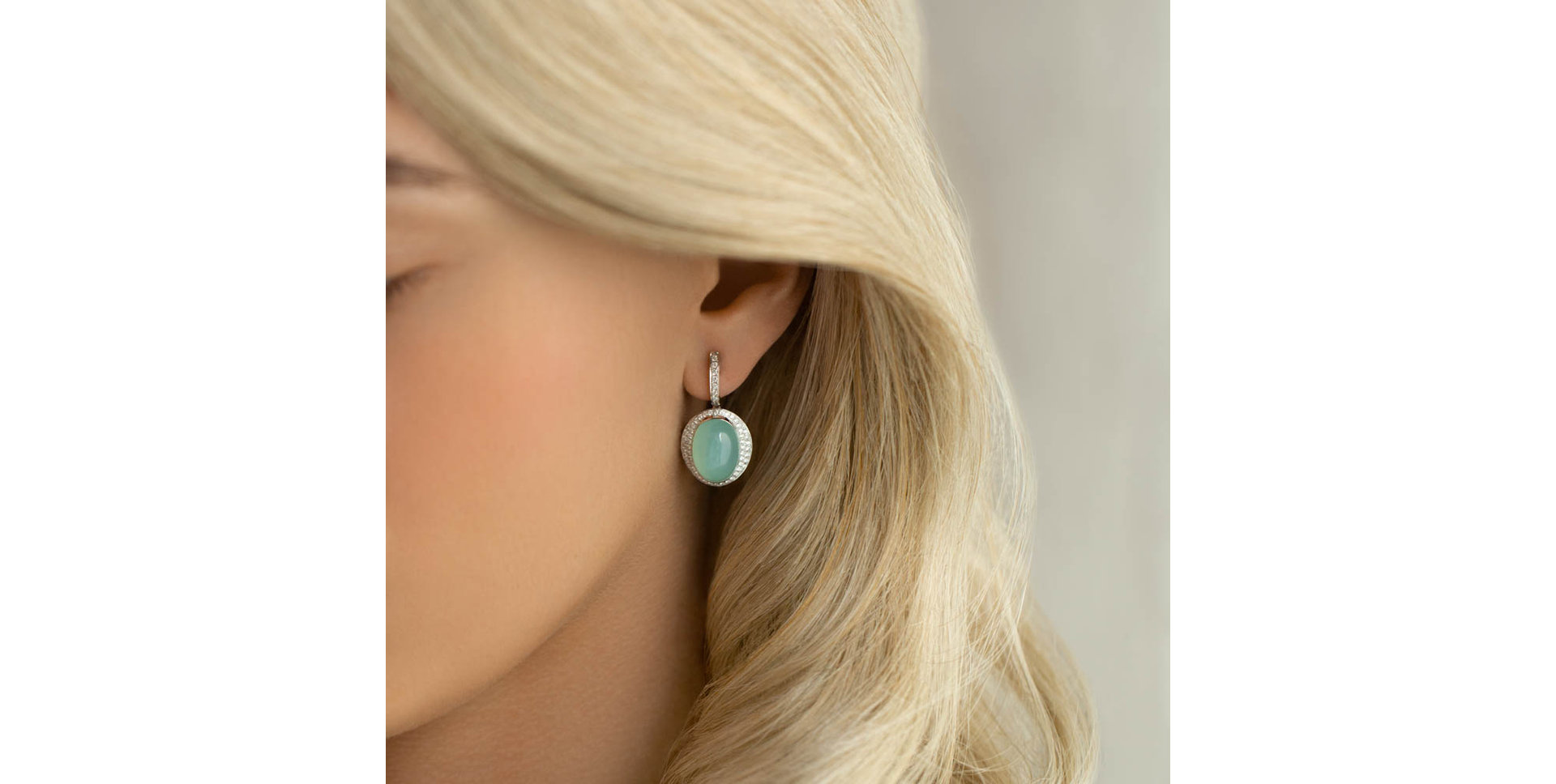 Diamond earrings with Chalcedony Endless Bloom