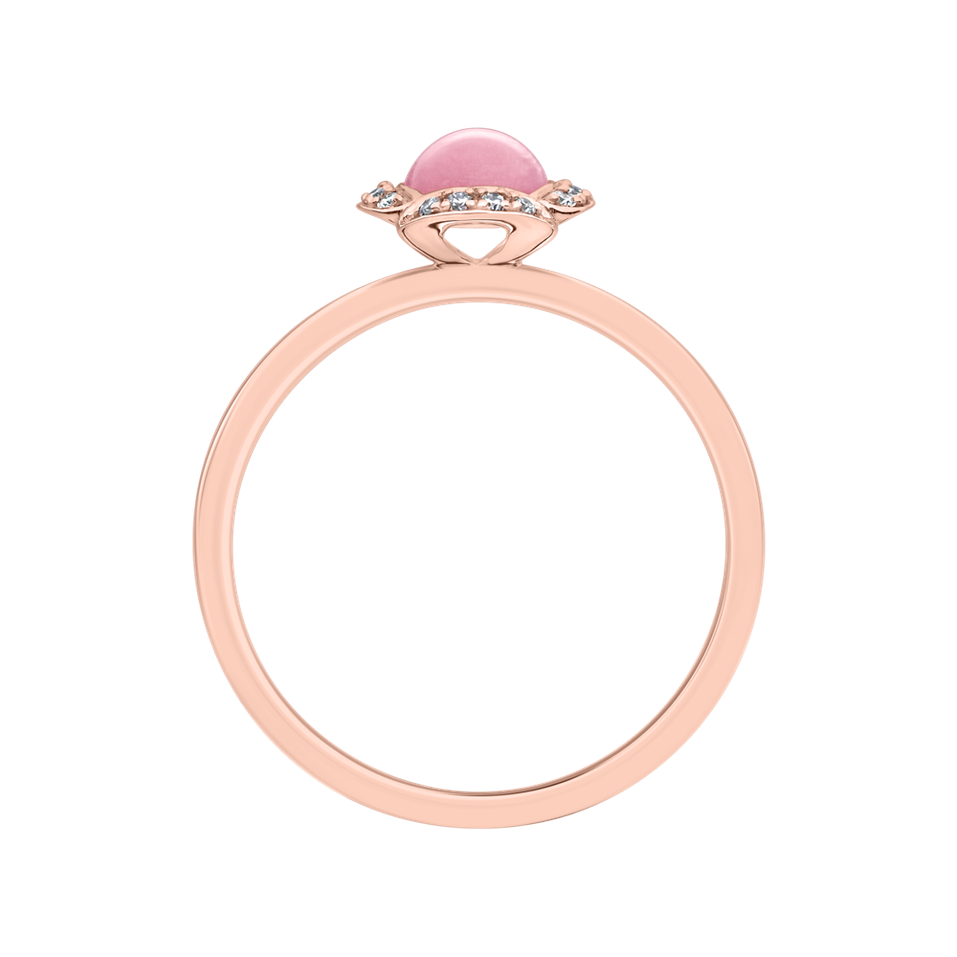 Diamond ring with Rose Quartz Pink Candy