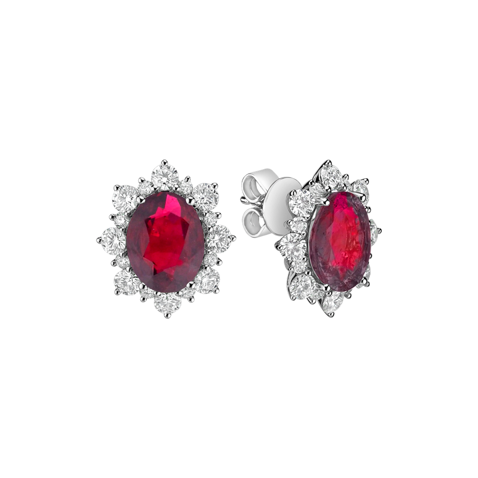 Diamond earrings with Ruby Princess