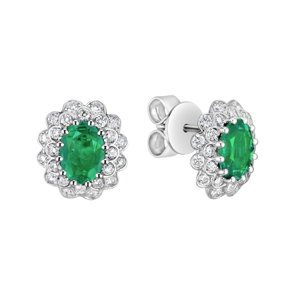 Diamond earrings with Emerald Fairy Goddess