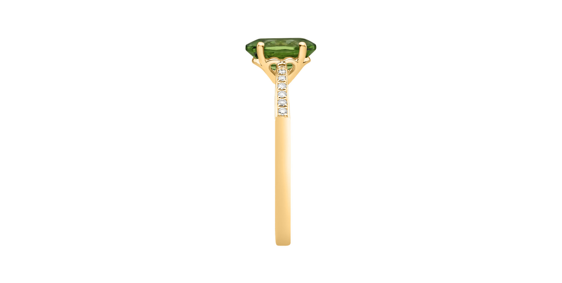 Diamond ring with Tourmaline Green Bonbon