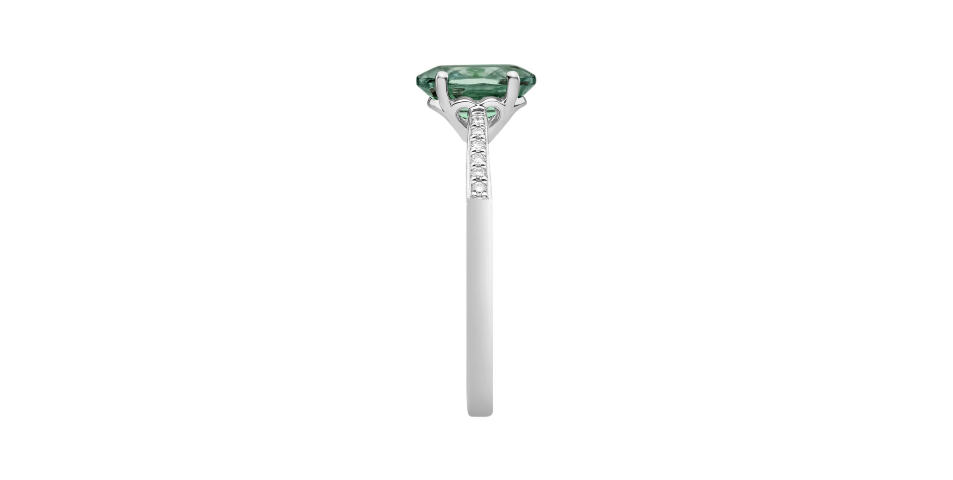 Diamond ring with Tourmaline Tyrkys Bonbon