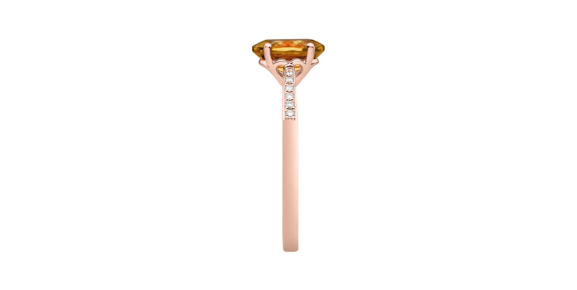 Diamond ring with Tourmaline Cognac Bonbon