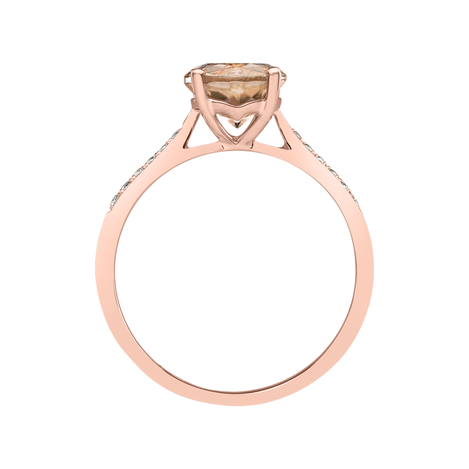 Diamond ring with Morganite Bonbon