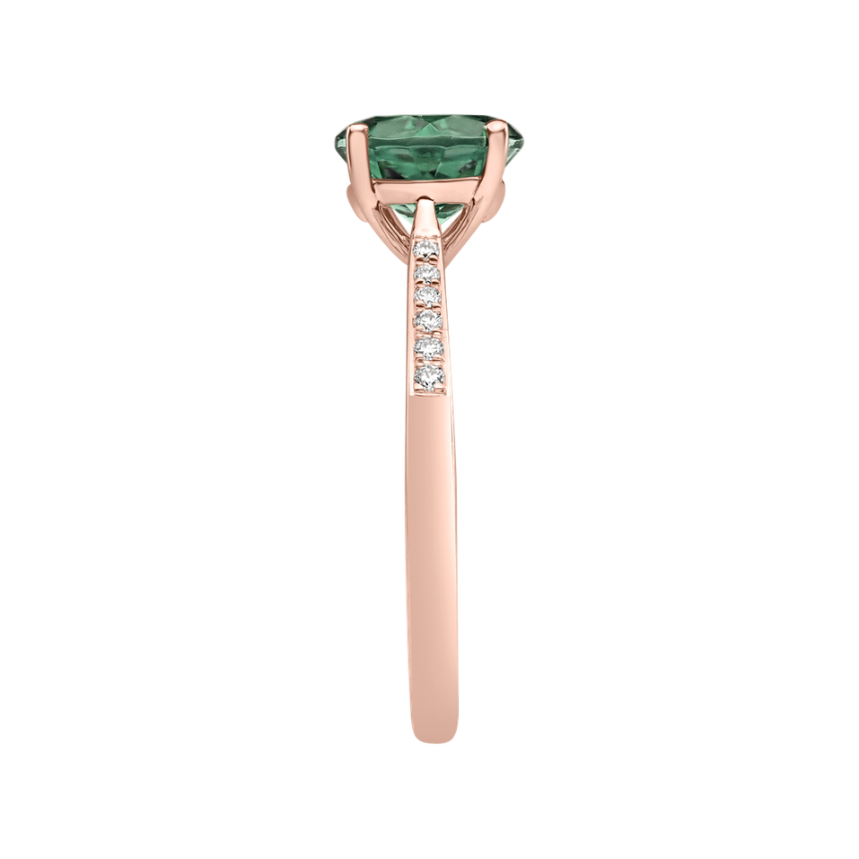 Diamond ring with Tourmaline Tyrkys Bonbon