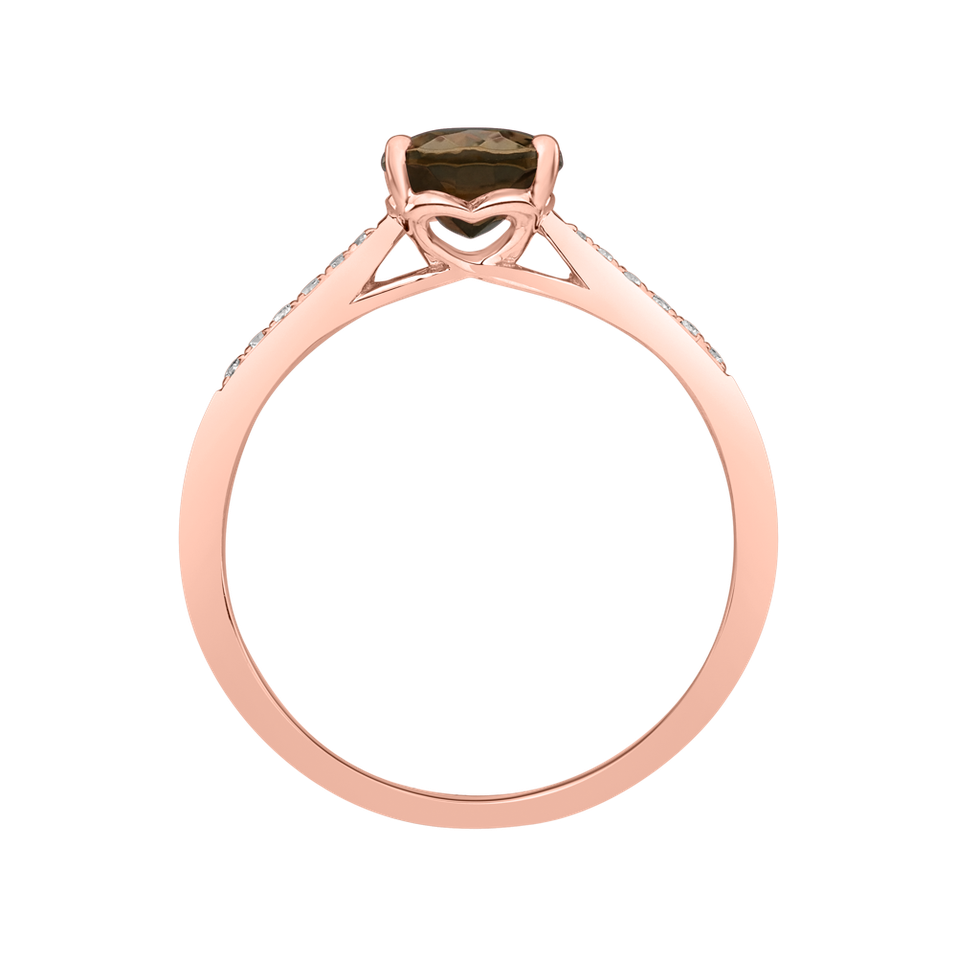 Diamond ring with Smoky Quartz Bonbon
